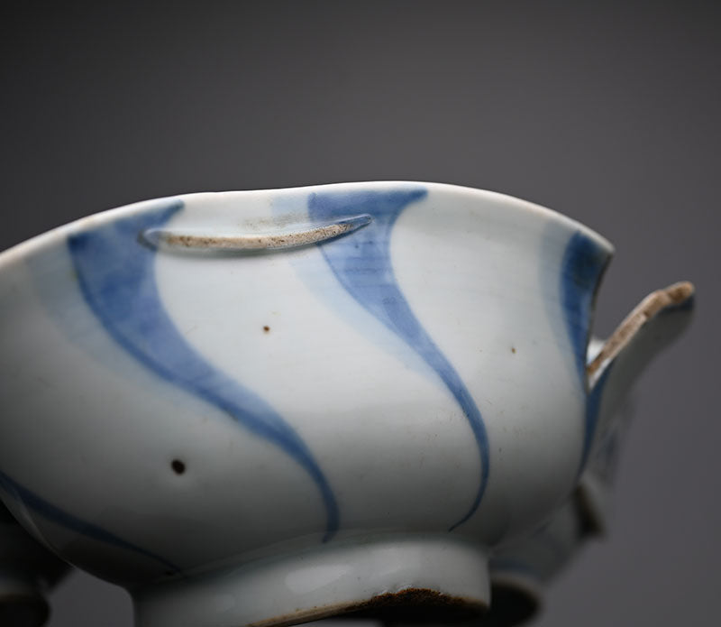 Antique Japanese Kiln Flaw, Fused Porcelain Cups